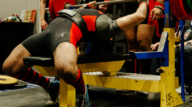 powerlifter preparing to bench press